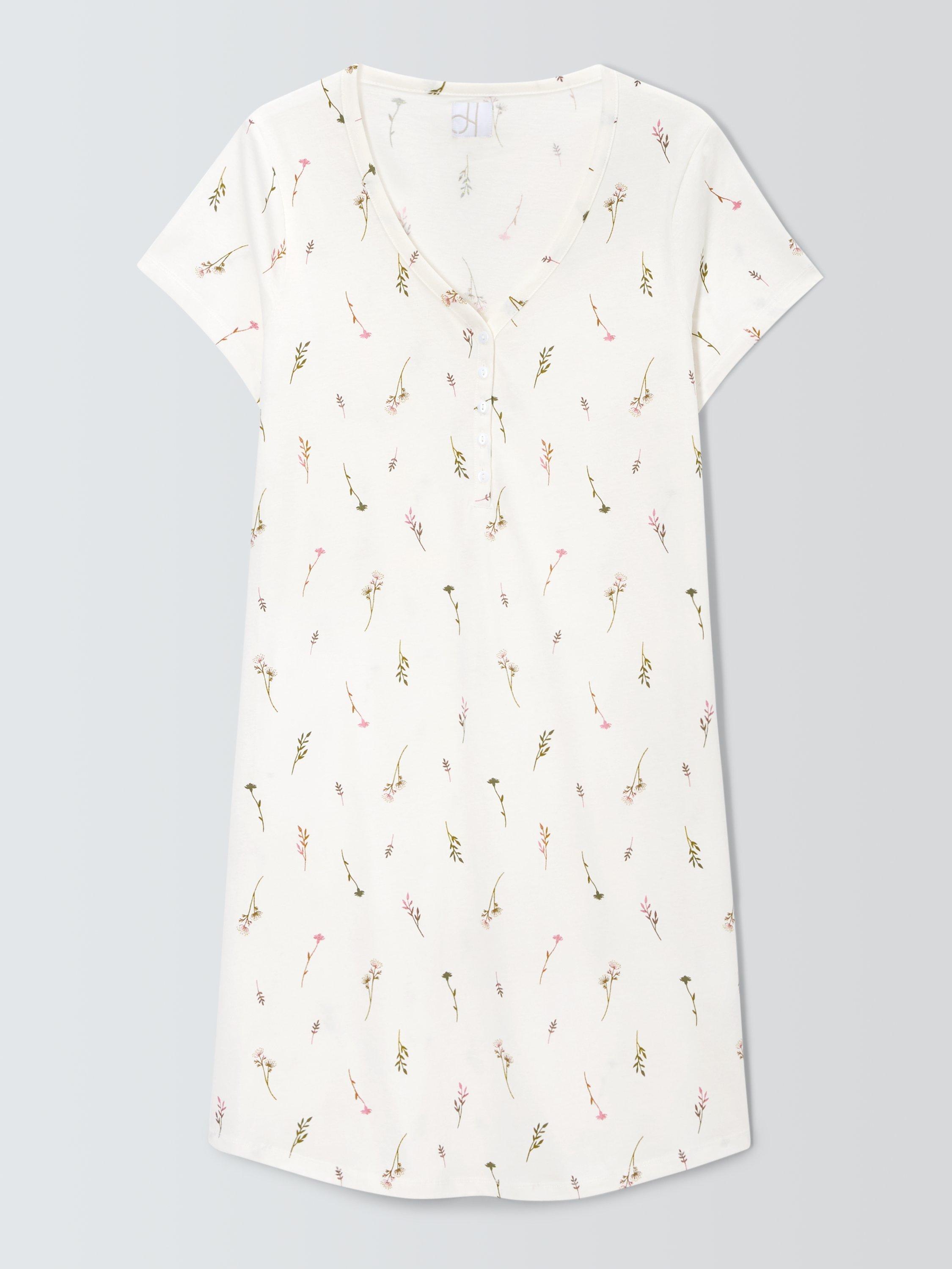 Product image 4 of 6, which shows John Lewis Sprig Notch Neck Nightdress, Ivory, 8