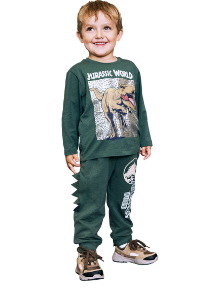 NAME IT Kids' Cotton Long Sleeved Jurassic World Top, Garden Topiary - view 2, Garden Topiary