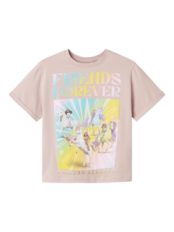 NAME IT Kids' Cotton Relaxed Friends Forever Unicorn T-Shirt, Burnished Lilac, Burnished Lilac