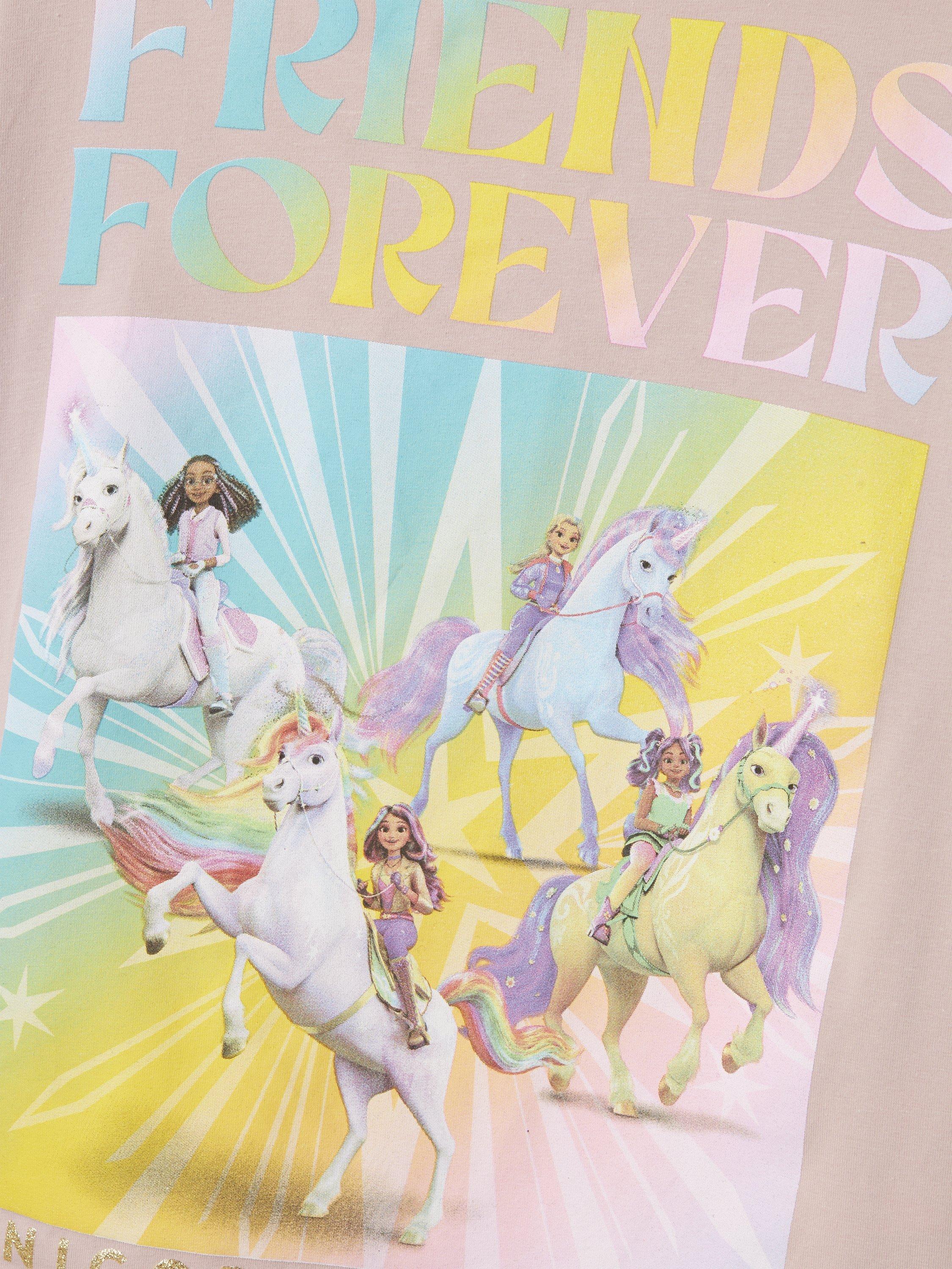 Product image 4 of 4, which shows NAME IT Kids' Cotton Relaxed Friends Forever Unicorn T-Shirt, Burnished Lilac, 5 years