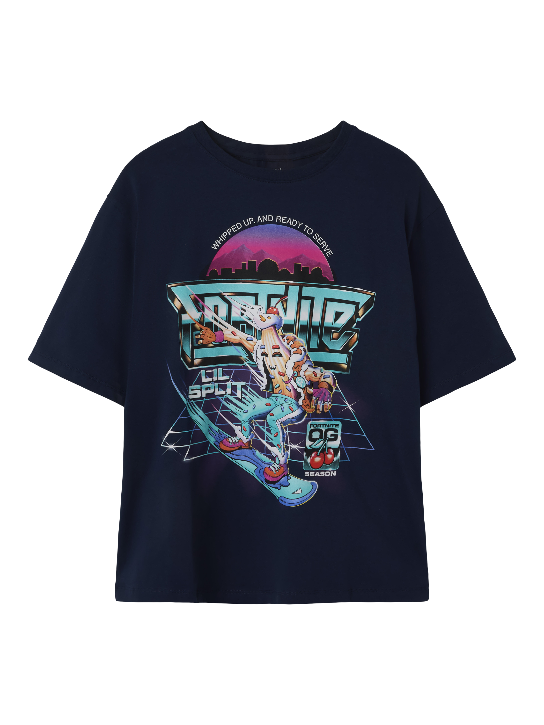 Product image 1 of 3, which shows NAME IT Kids' Cotton Short Sleeved Fortnite T-Shirt, Navy Blazer, 13 years