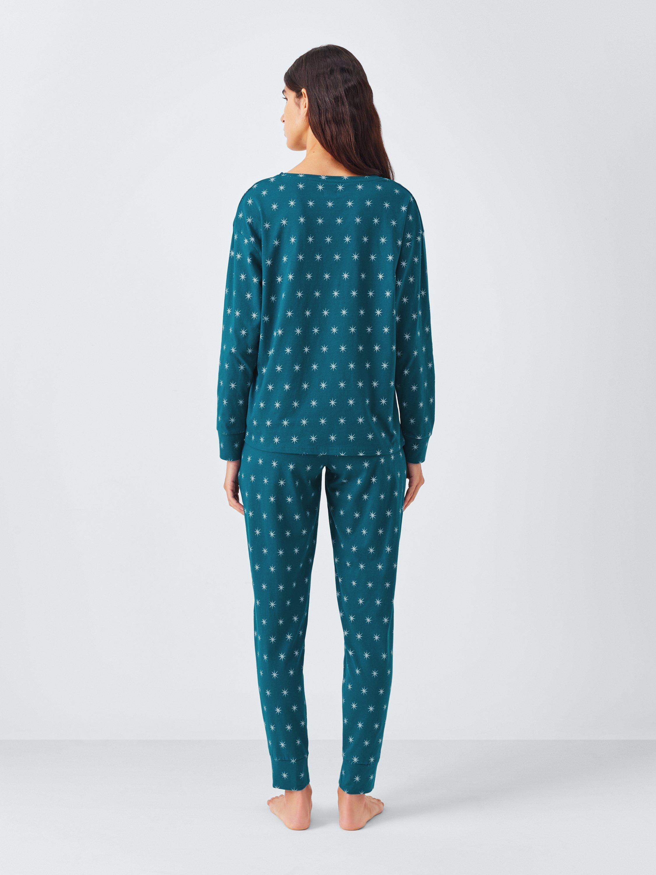 Product image 2 of 6, which shows John Lewis Stars Jersey Long Pyjama Set, Teal, 8