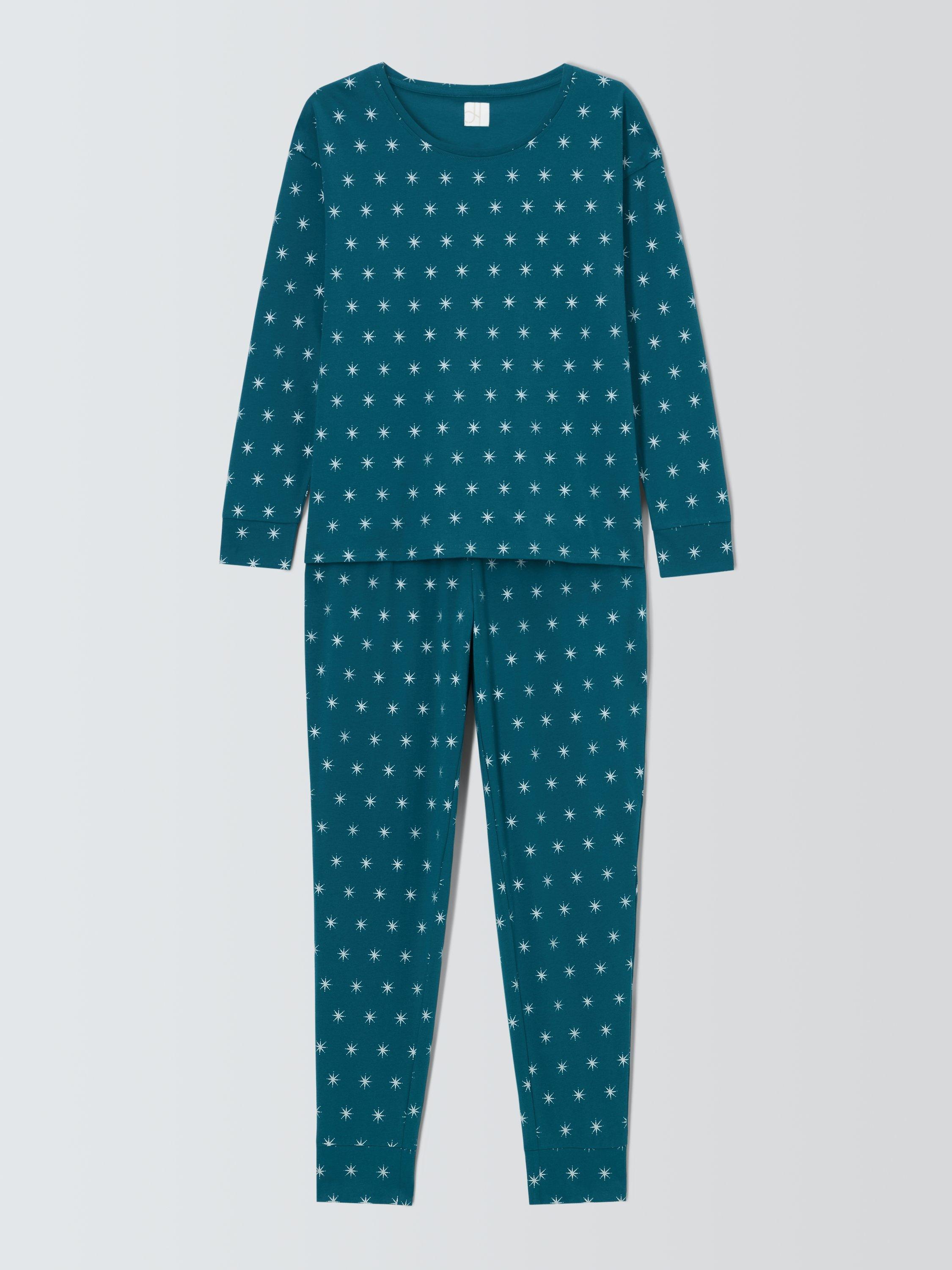 Product image 4 of 6, which shows John Lewis Stars Jersey Long Pyjama Set, Teal, 8