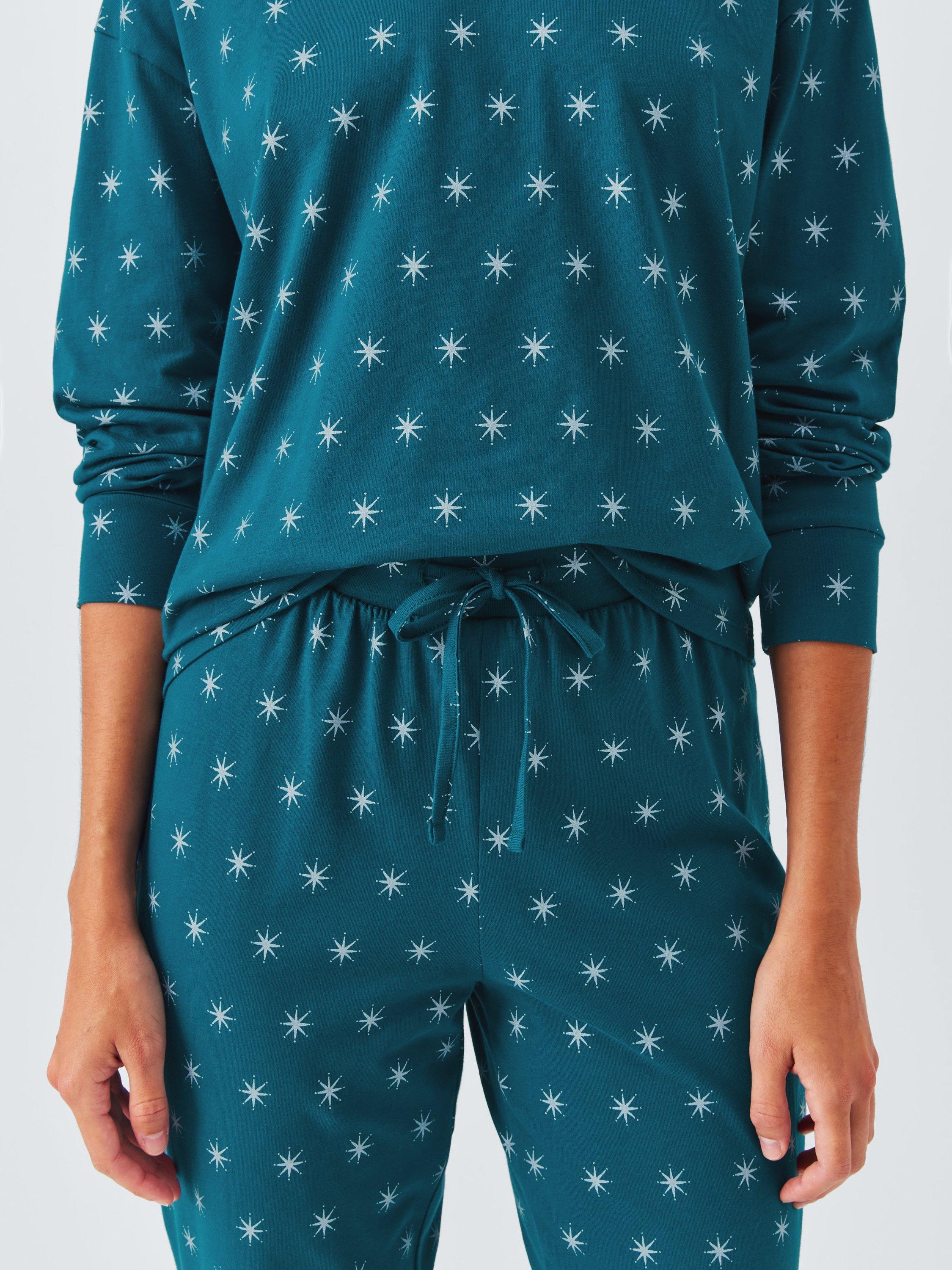Product image 5 of 6, which shows John Lewis Stars Jersey Long Pyjama Set, Teal, 8