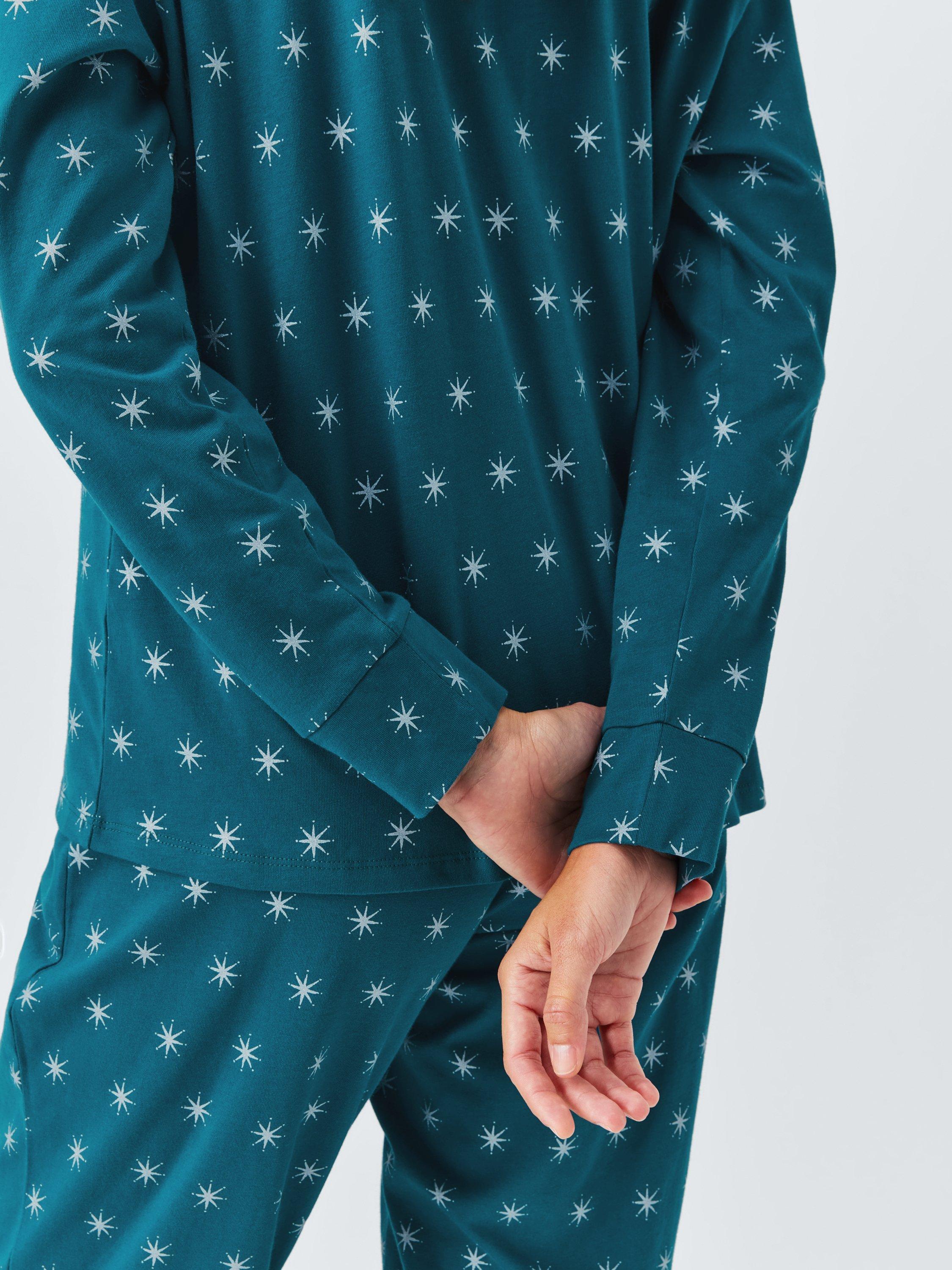 Product image 6 of 6, which shows John Lewis Stars Jersey Long Pyjama Set, Teal, 8