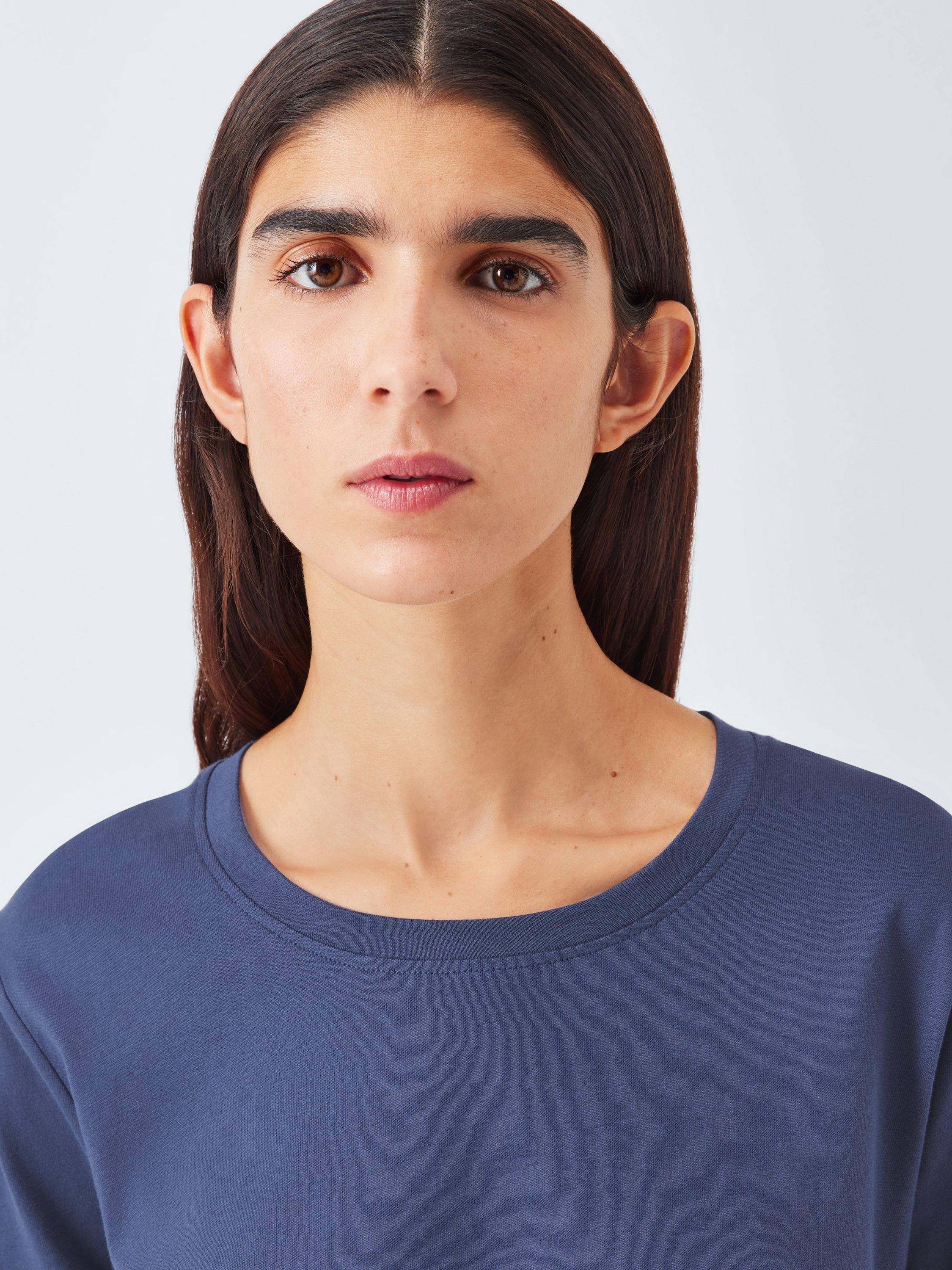 Product image 5 of 6, which shows John Lewis Snowflake Bottom Jersey Long Pyjama Set, Navy, 8