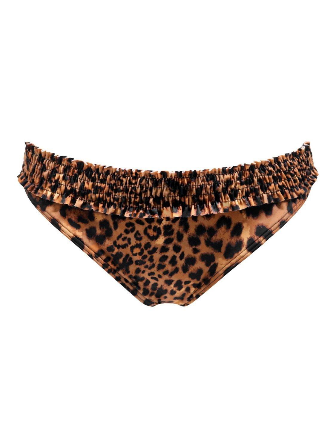 Product image 6 of 7, which shows Pour Moi Free Spirit Frill Waist Bikini Bottoms, Leopard, 8