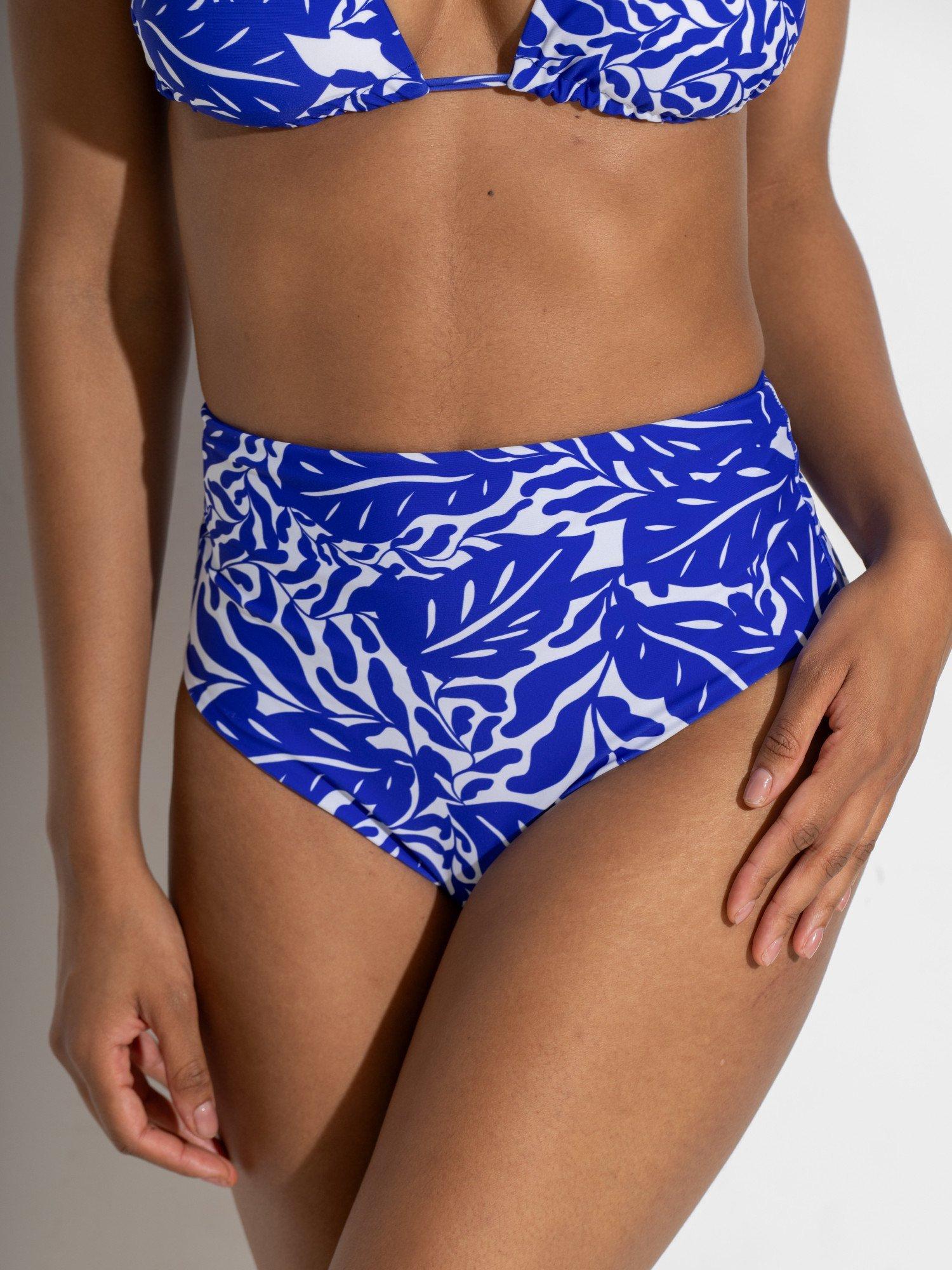 Product image 3 of 9, which shows Pour Moi Laguna Beach High Waist Bikini Bottoms, Ultramarine/ White, 10