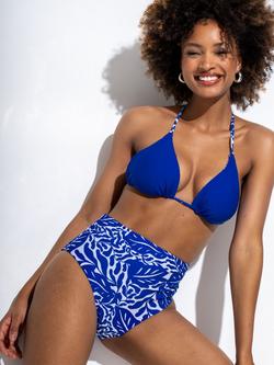 Pour Moi Laguna Beach High Waist Bikini Bottoms, Ultramarine/White, Ultramarine/ White