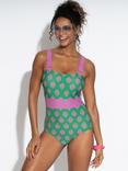 Pour Moi Colour Block Tummy Control Swimsuit, Green/Pink