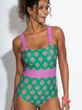 Pour Moi Colour Block Tummy Control Swimsuit, Green/Pink