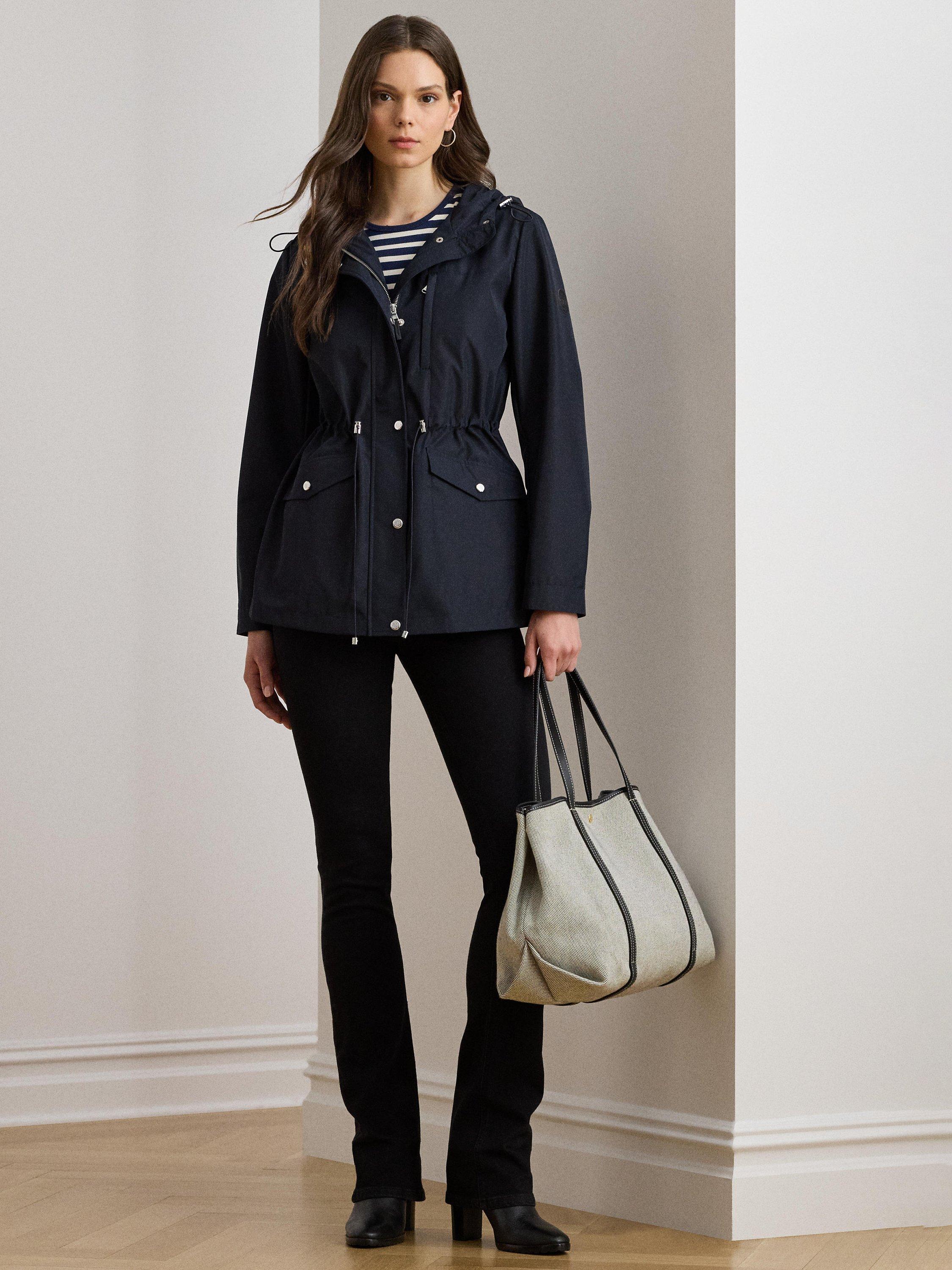Product image 1 of 5, which shows Lauren Ralph Lauren Rain Drawstring Waist Jacket, Navy, XS