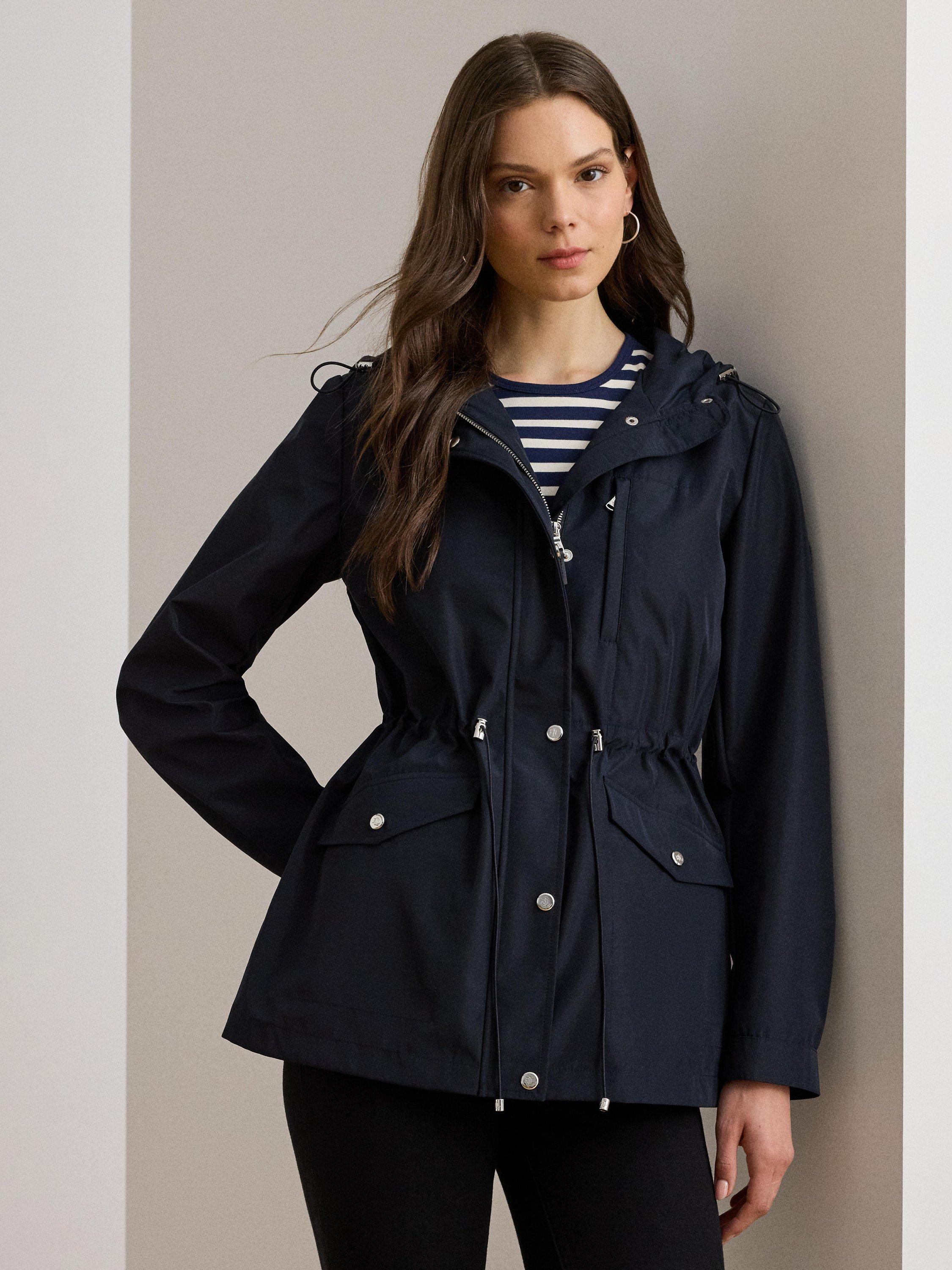 Product image 2 of 5, which shows Lauren Ralph Lauren Rain Drawstring Waist Jacket, Navy, XS