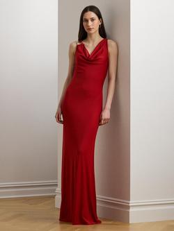 Lauren Ralph Lauren Elkanah Clasp Detail Sleeveless Maxi Dress, Red, Red