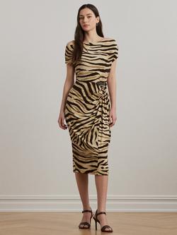 Lauren Ralph Lauren Hullen Zebra Print Dress, Cream/Brown, Cream/Brown