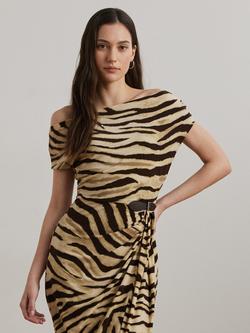 Lauren Ralph Lauren Hullen Zebra Print Dress, Cream/Brown - view 2, Cream/Brown