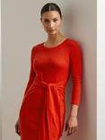 Lauren Ralph Lauren Imalah Cotton Blend Midi Dress, Bright Vermilion