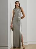 Lauren Ralph Lauren Keilly Sleeveless Metallic Maxi Dress, Nickel/Silver Foil