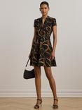 Lauren Ralph Lauren Makeda Short Sleeve Mini Dress, Black/Tan