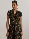 Lauren Ralph Lauren Makeda Short Sleeve Mini Dress, Black/Tan