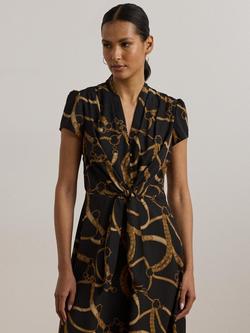 Lauren Ralph Lauren Makeda Short Sleeve Mini Dress, Black/Tan - view 2, Black/Tan