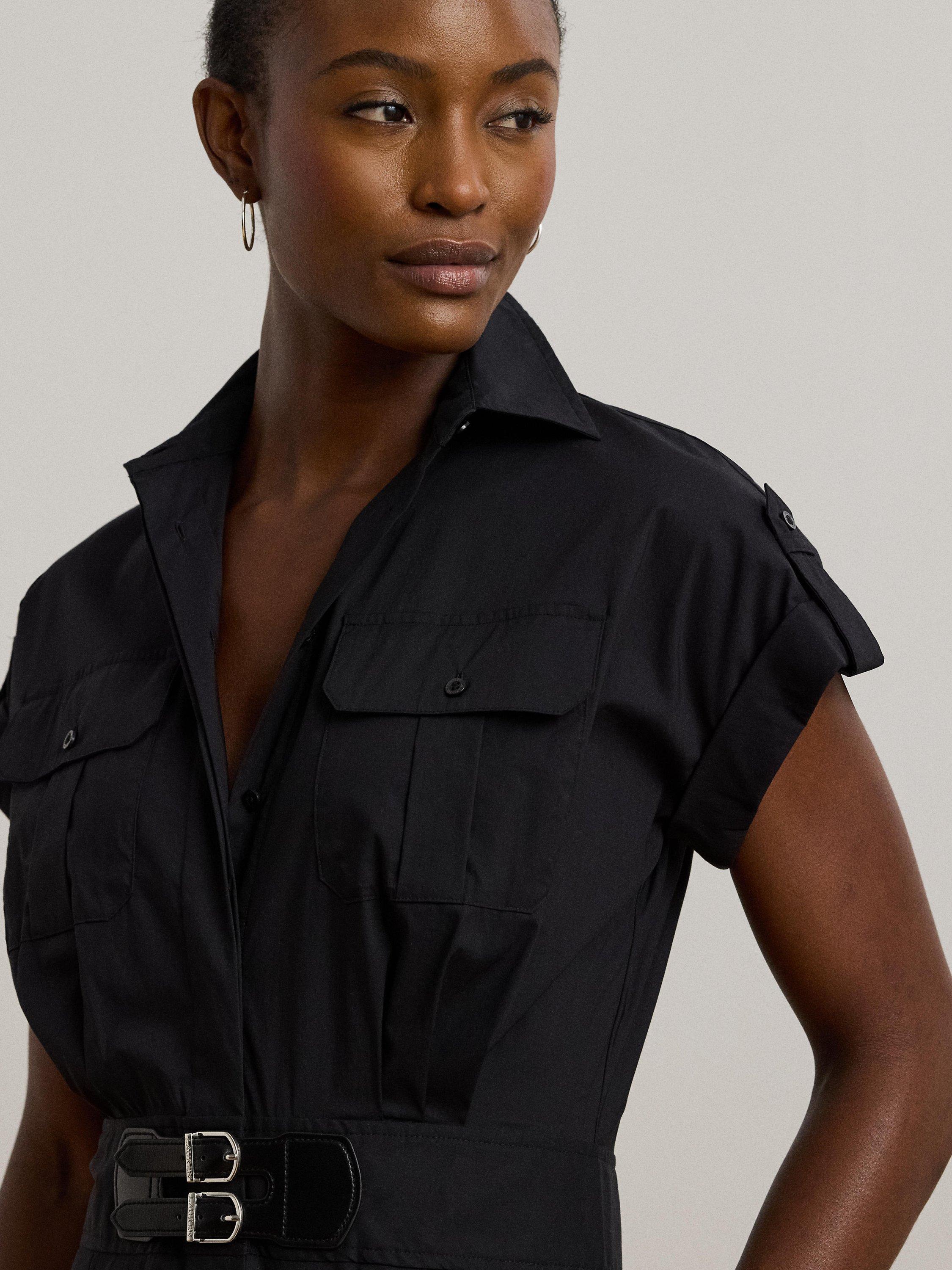 Product image 3 of 4, which shows Lauren Ralph Lauren Mertice Belted Shirt Dress, Black, 6