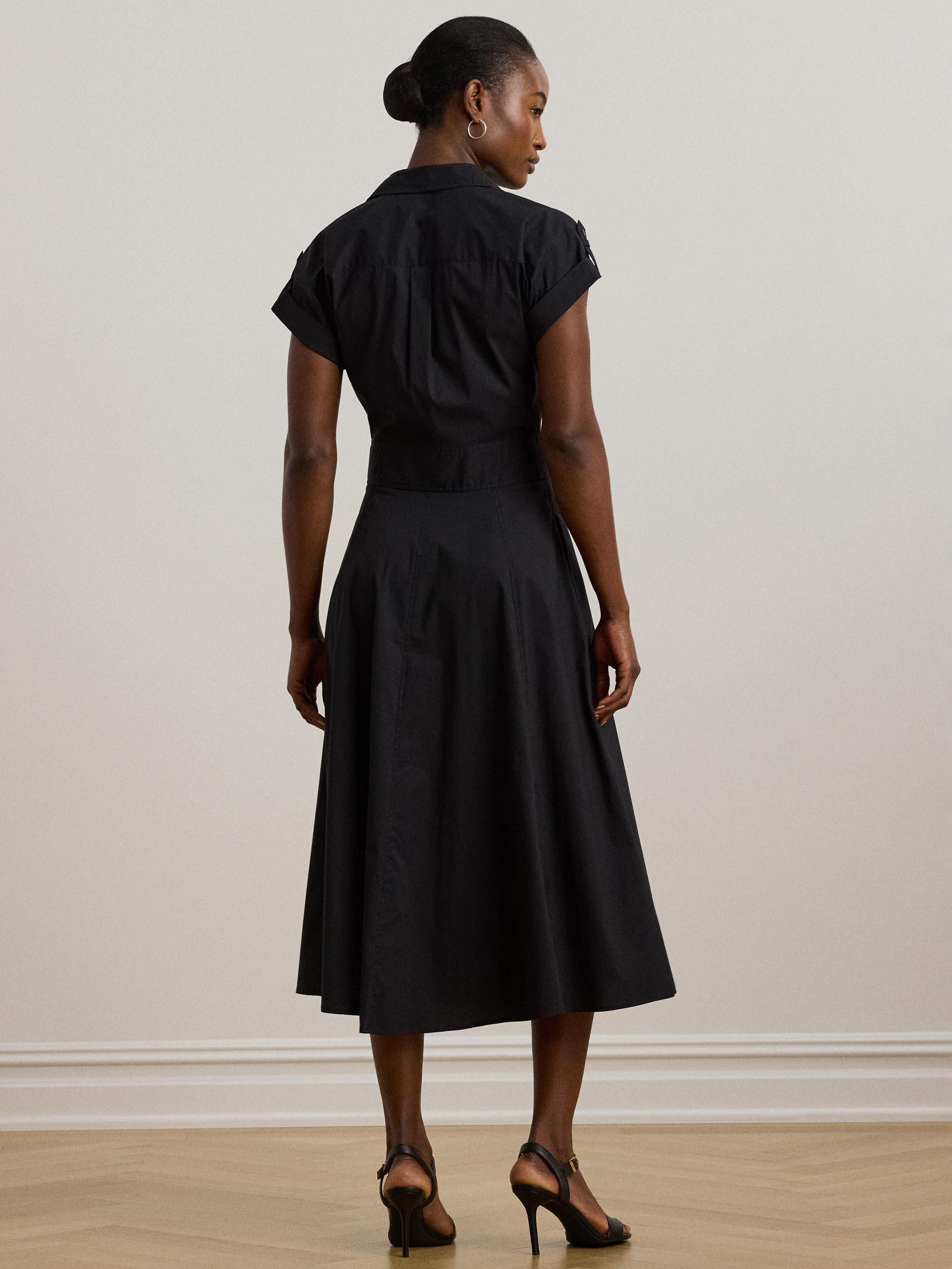 Product image 4 of 4, which shows Lauren Ralph Lauren Mertice Belted Shirt Dress, Black, 6