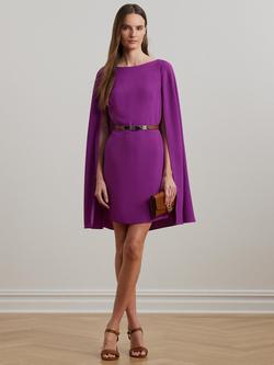 Lauren Ralph Lauren Petra Cape Cocktail Dress, Purple Dawn, Purple Dawn
