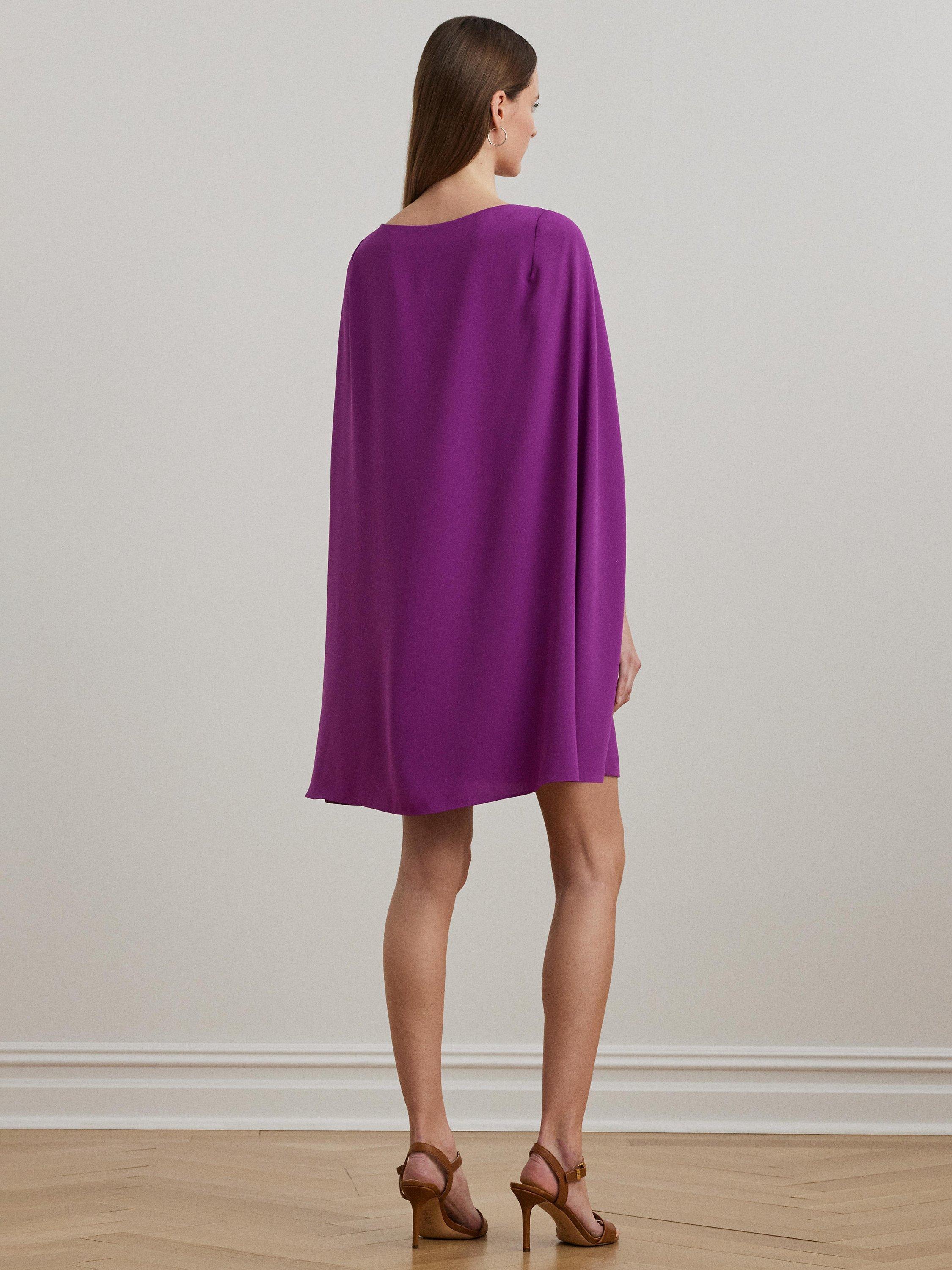 Product image 4 of 4, which shows Lauren Ralph Lauren Petra Cape Cocktail Dress, Purple Dawn, 6
