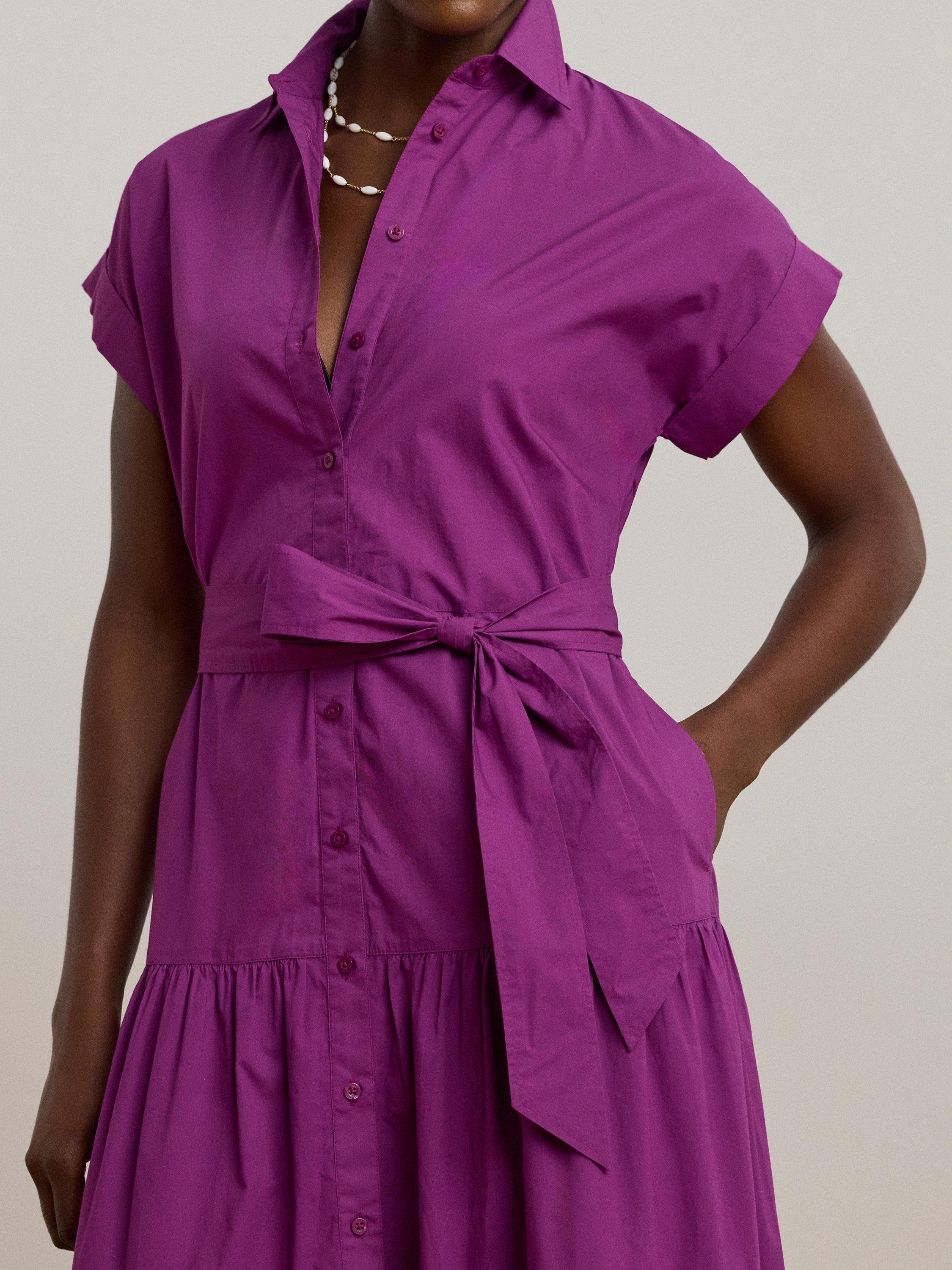 Product image 3 of 4, which shows Lauren Ralph Lauren Ralila Tiered Shirt Dress, Purple Dawn, 6