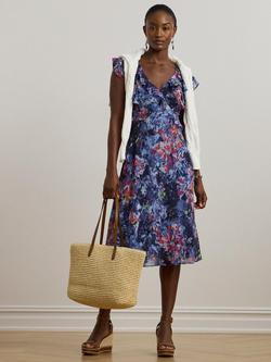 Lauren Ralph Lauren Taralee Abstract Midi Dress, Blue Multi, Blue Multi