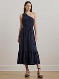 Lauren Ralph Lauren Urielle Belted Slub Jersey One-Shoulder Dress, Shadow Navy