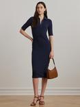 Lauren Ralph Lauren Vazarel Rib Knit Elbow Sleeve Polo Dress, Shadow Navy
