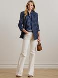 Lauren Ralph Lauren Ryen Double Breasted Striped Blazer, Navy/White