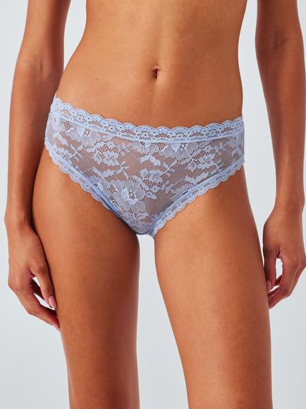 John Lewis Helenca Lace Bikini Knickers, Pack of 3 - view 2, Blues