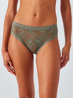 John Lewis Helenca Lace Bikini Knickers, Pack of 3 - view 2, Ivory/Green