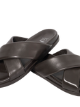 Dune London Isaacs Leather Cross Strap Sandals, Brown