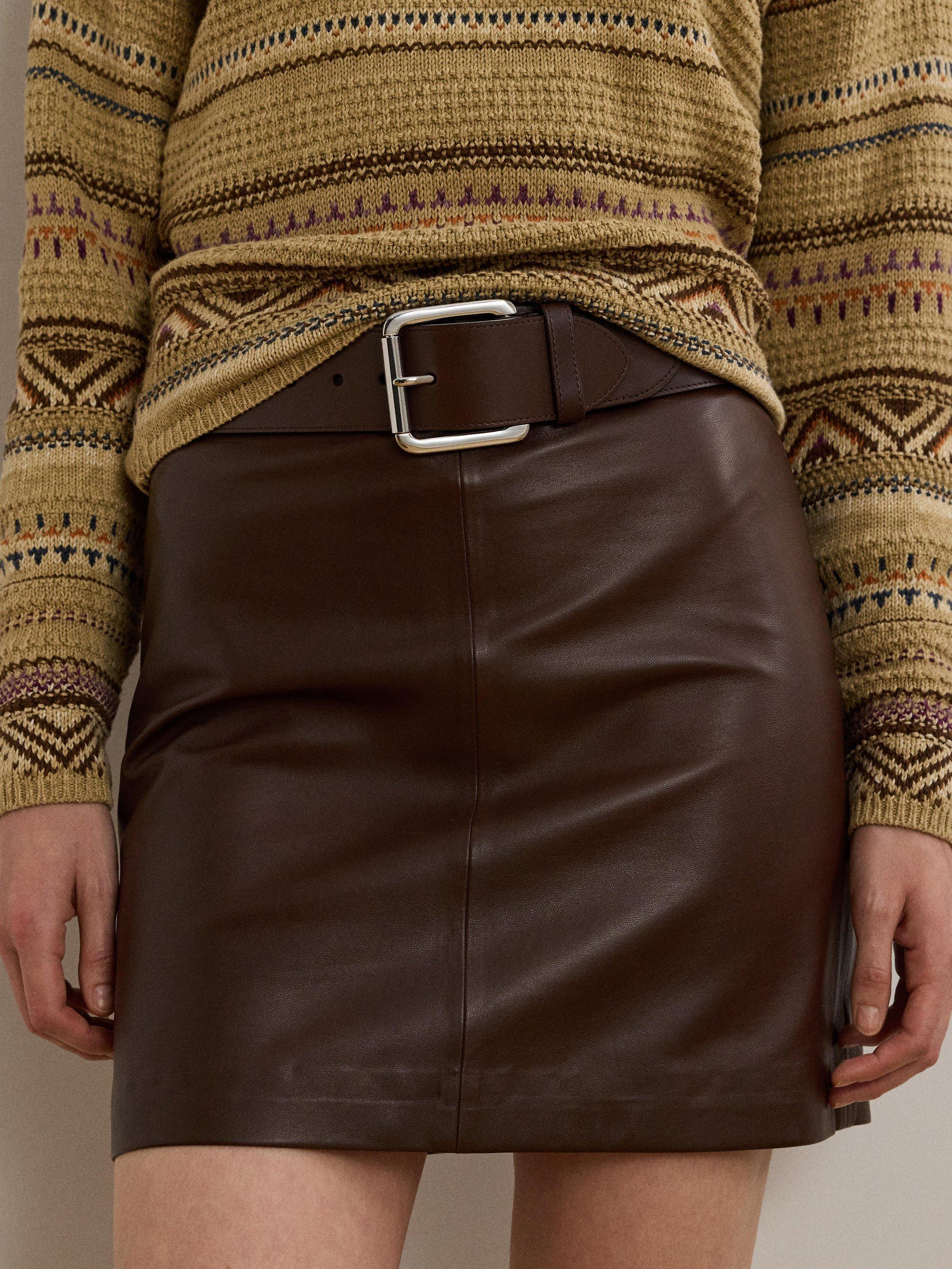 Product image 4 of 4, which shows Lauren Ralph Lauren Liddle Pencil Mini Skirt, Dark Brown, 8