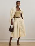Lauren Ralph Lauren Gilchrist Button Midi Skirt, Ivory Beige