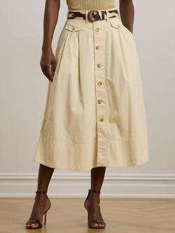 Lauren Ralph Lauren Gilchrist Button Midi Skirt, Ivory Beige - view 2, Ivory Beige