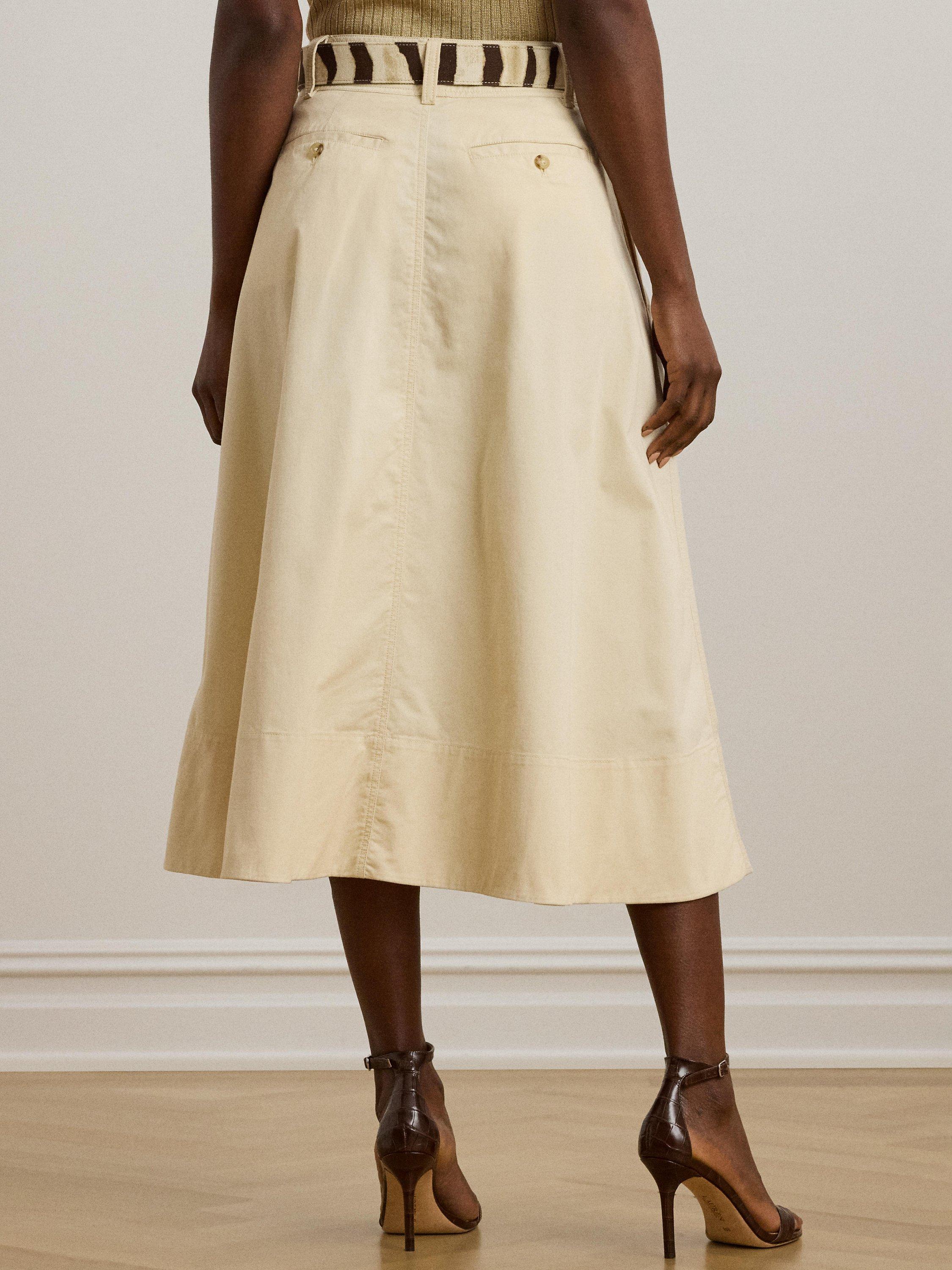 Product image 3 of 4, which shows Lauren Ralph Lauren Gilchrist Button Midi Skirt, Ivory Beige, 6