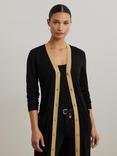 Lauren Ralph Lauren Hejaji Colour Contrast Cardigan, Black/Birch Tan