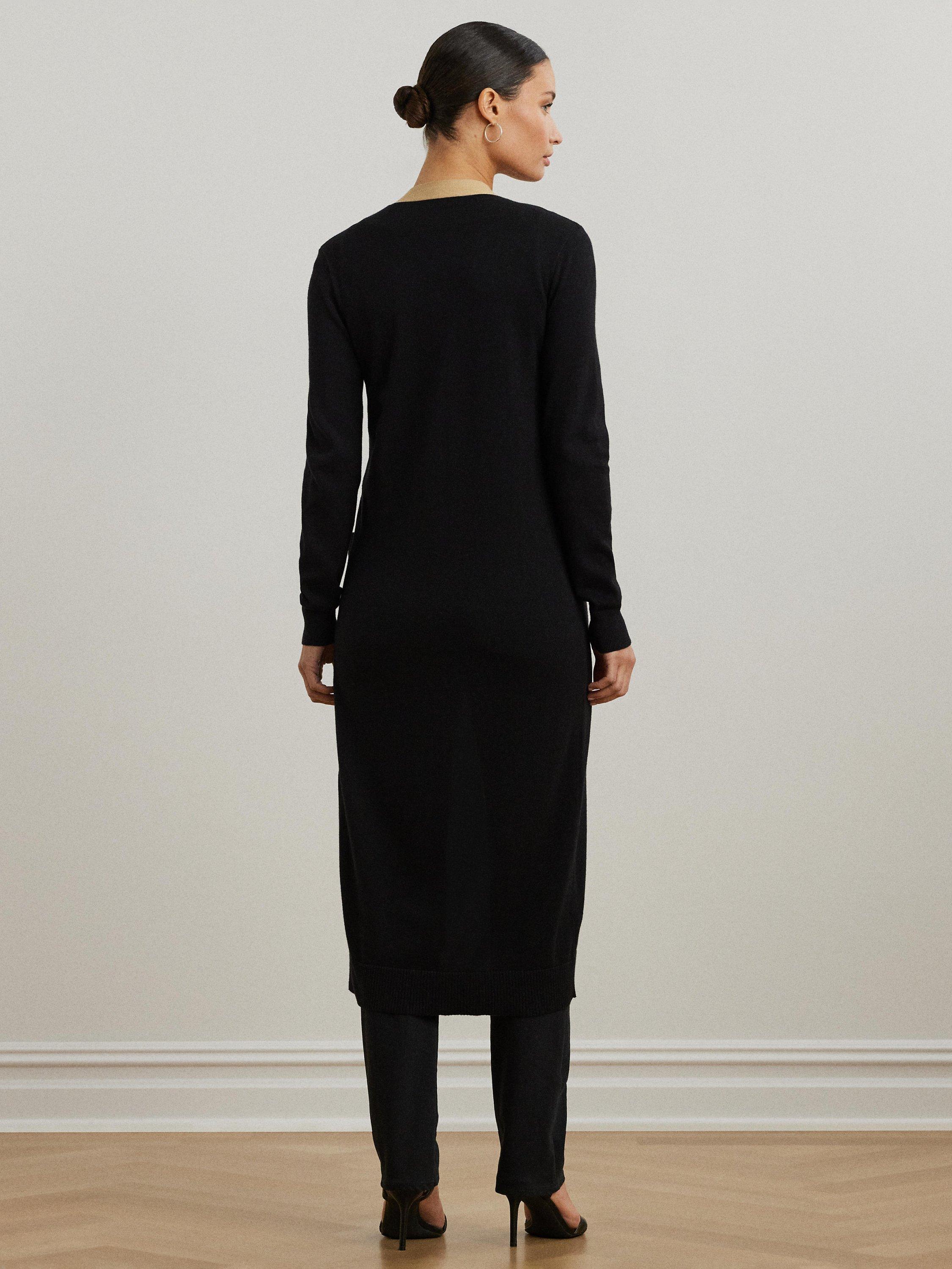 Product image 4 of 4, which shows Lauren Ralph Lauren Hejaji Colour Contrast Cardigan, Black/Birch Tan, XS