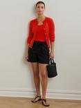 Lauren Ralph Lauren Ralhan Cable Knit Cardigan, Bright Vermilion