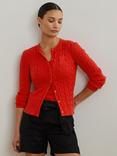 Lauren Ralph Lauren Ralhan Cable Knit Cardigan, Bright Vermilion