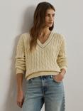 Lauren Ralph Lauren Tedurph Cable Knit Jumper, Ivory Beige