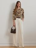 Lauren Ralph Lauren Eyelah Zebra Print Line Blend Short Sleeve Jumper, Mascarpone Crm/Brwn
