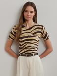 Lauren Ralph Lauren Eyelah Zebra Print Line Blend Short Sleeve Jumper, Mascarpone Crm/Brwn