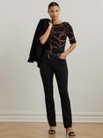 Lauren Ralph Lauren Belt Print T-Shirt, Black/Tan