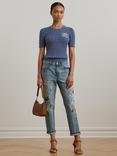 Lauren Ralph Lauren Tarjyll Logo Cable Knit Jumper, Capri Blue